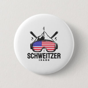 Schweitzer Idaho Usa Ski Retro Skifahren Button