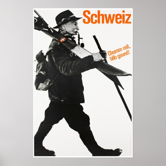 Schweiz, affiche de ski de voyage (Devant)