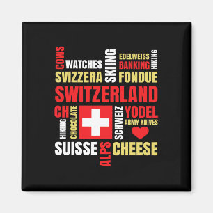 Schweiz Alpen Kühe Fondue Käse Skifahren Schweiz L Magnet