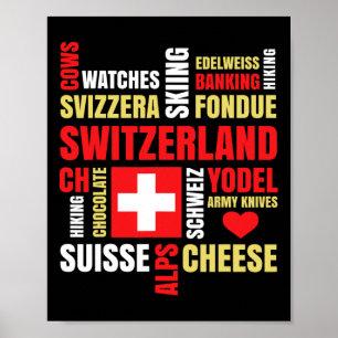 Schweiz Alpen Kühe Fondue Käse Skifahren Schweiz L Poster
