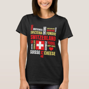 Schweiz Alpen Kühe Fondue Käse Skifahren Schweiz L T-Shirt