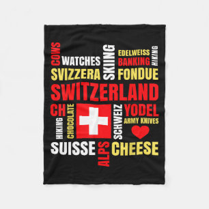 Schweiz Alpen Kühe Fondue Käse Skifahren Schweizer Fleecedecke