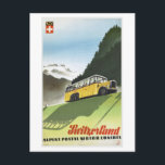 Schweiz Alpenbus Vintage Reise Postkarte<br><div class="desc">Swiss Alpine Postal Motor Coaches Schweiz - Vintage Travel Altes Reiseinserat für Reisen aus Europa,  Amerika,  Asien und vieles mehr rund um die Welt. Gut für Geschenke und Souvenir an Freunde und Familie.</div>