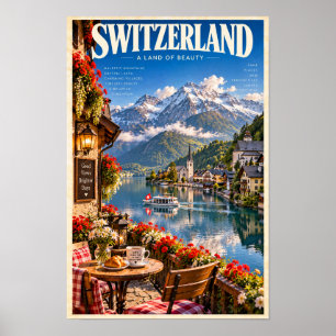 Schweiz Alpensee Berg Reiseplakat Wand Poster