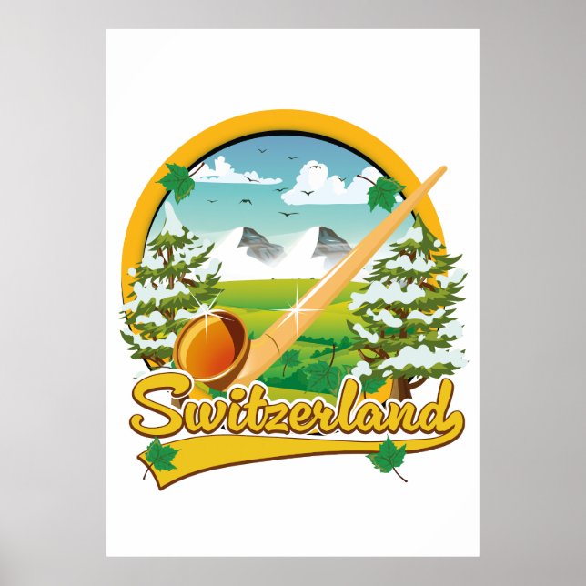 Schweiz Alphorn-Retrologo Poster (Vorne)
