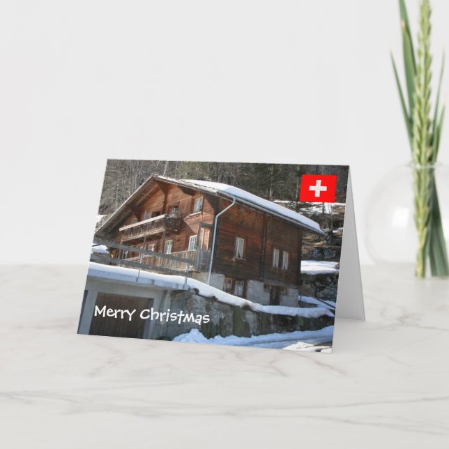 Schweiz, Chalet im Dorf Feiertagskarte (Vorderseite)