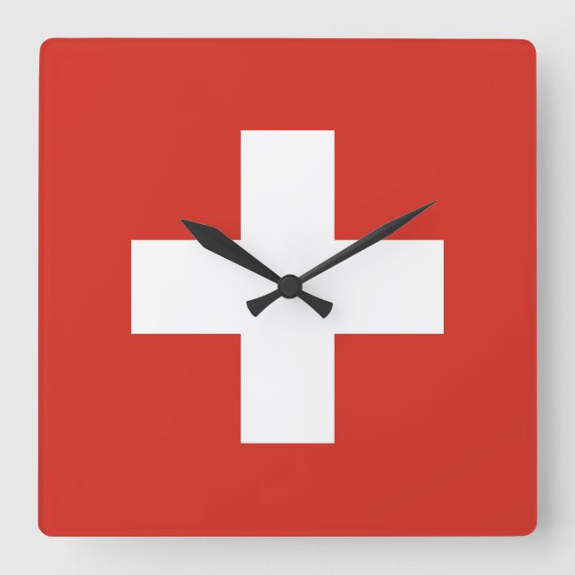 Schweiz Classic Quadratische Wanduhr (Vorderseite)