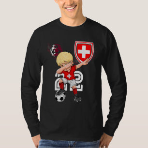 Schweiz Dabbing Fußball Junge Schweizer Flagge Fuß T-Shirt