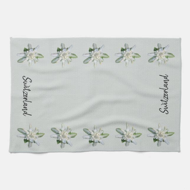 Schweiz Edelweiss Blume Schweiz Drehbuch Geschirrtuch (Horizontal)