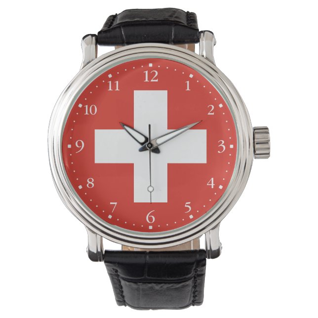 Schweiz Flagge Armbanduhr (Vorderseite)