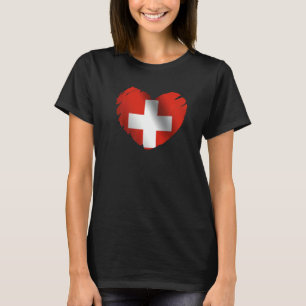Schweiz Flagge auf Herzform Schweiz T-Shirt