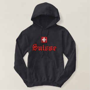 Schweiz Flagge Bestickter Hoodie