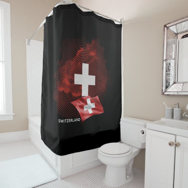Schweiz Flagge Duschvorhang (Beispiel)