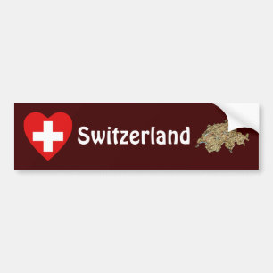 Schweiz Flagge Herz + Karte Aufkleber Autoaufkleber