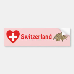 Schweiz-Flagge-Herz + Karte-Heckscheibenaufkleber Autoaufkleber