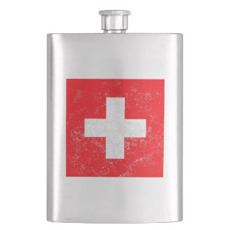 Schweiz Flagge im Distressed-Look Flachmann