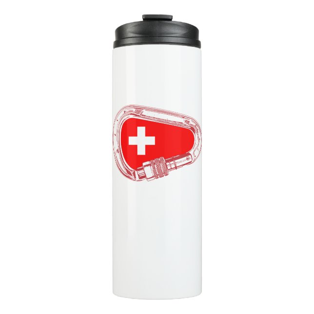 Schweiz Flagge Klettersteig Carabiner Thermosbecher (Vorderseite)