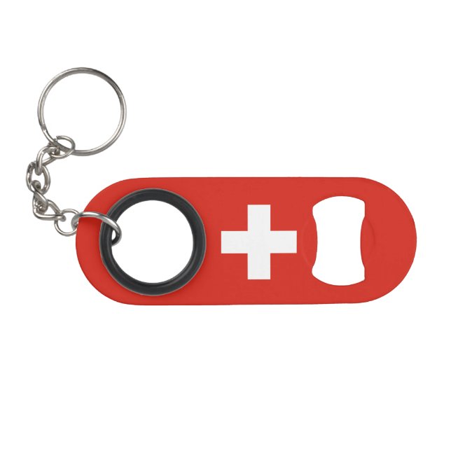 Schweiz Flagge Mini Flaschenöffner (Vorderseite (Horizontal))