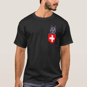 Schweiz Flagge Norwegischer Elkhound Hund in Pocke T-Shirt