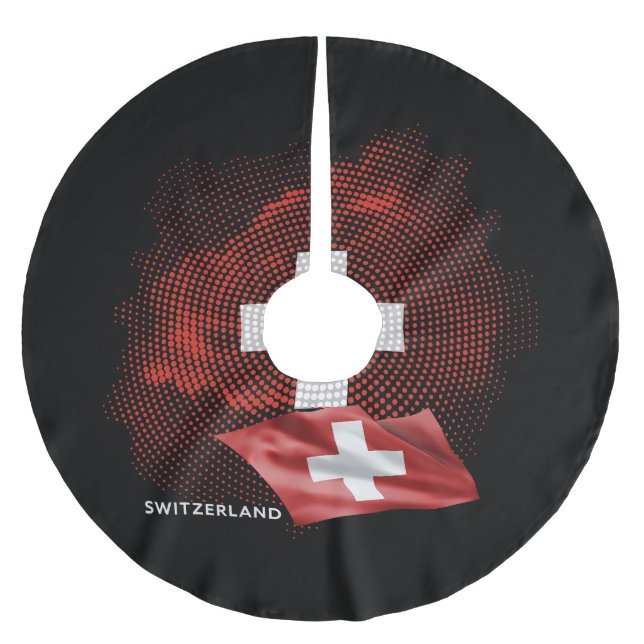 Schweiz Flagge Polyester Weihnachtsbaumdecke (Vorderseite)