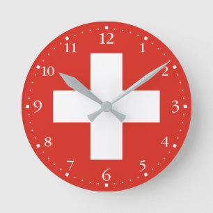 Schweiz Flagge Runde Wanduhr