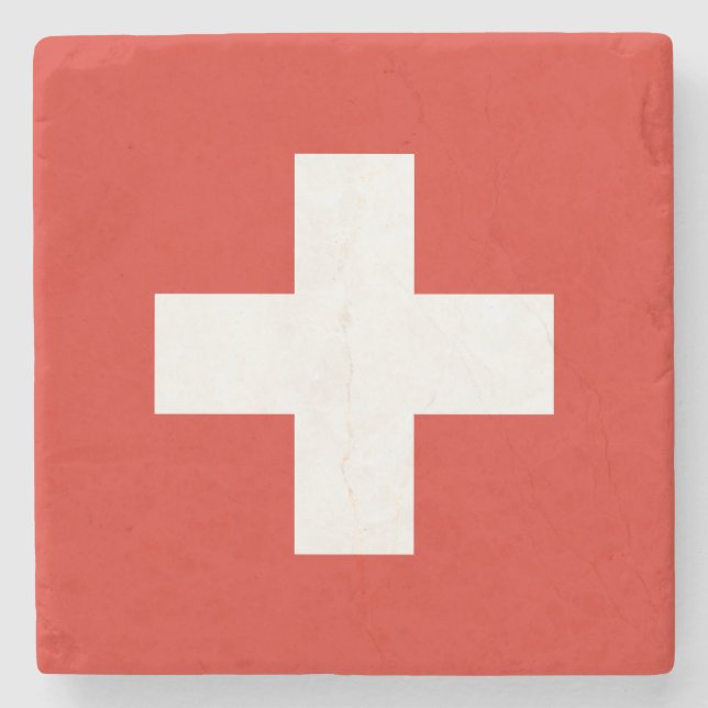 Schweiz Flagge Steinuntersetzer (Vorderseite)