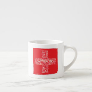 Schweiz Flagge Wortwolke Vintage Espressotasse