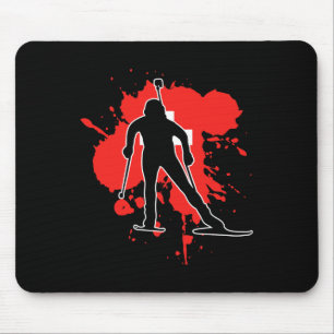 Schweiz Flaggenbiathlonist - Biathlon Schweiz 1 Mousepad