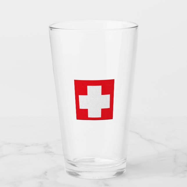 Schweiz Flaggenglas Glas (Vorderseite)