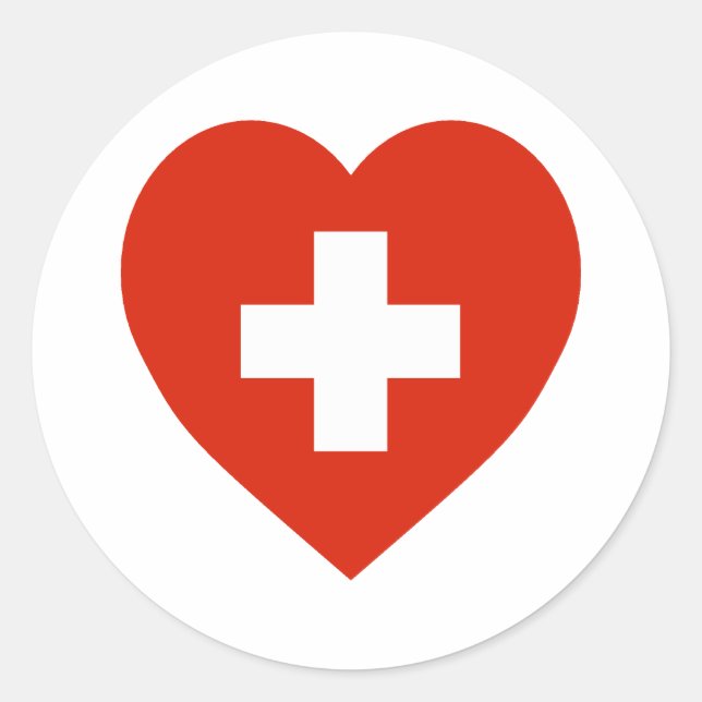 Schweiz Flaggenherz Runder Aufkleber (Vorderseite)