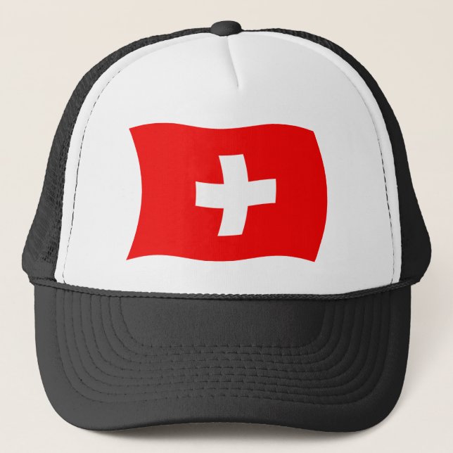 Schweiz Flaggenmütze Truckerkappe (Vorderseite)