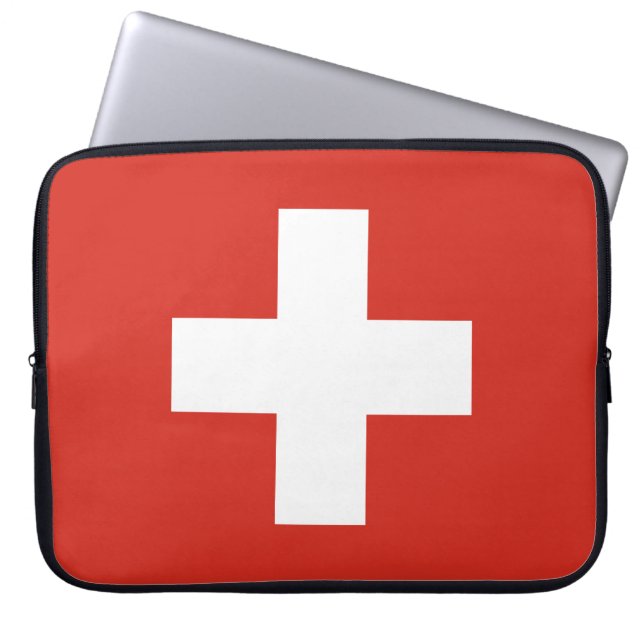 Schweiz-Flaggentelefone Laptopschutzhülle (Vorderseite)