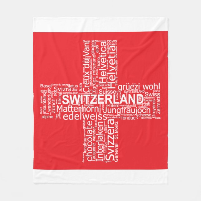Schweiz Flaggenwortwolke Fleecedecke (Vorderseite)