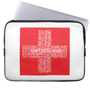 Schweiz Flaggenwortwolke Laptopschutzhülle