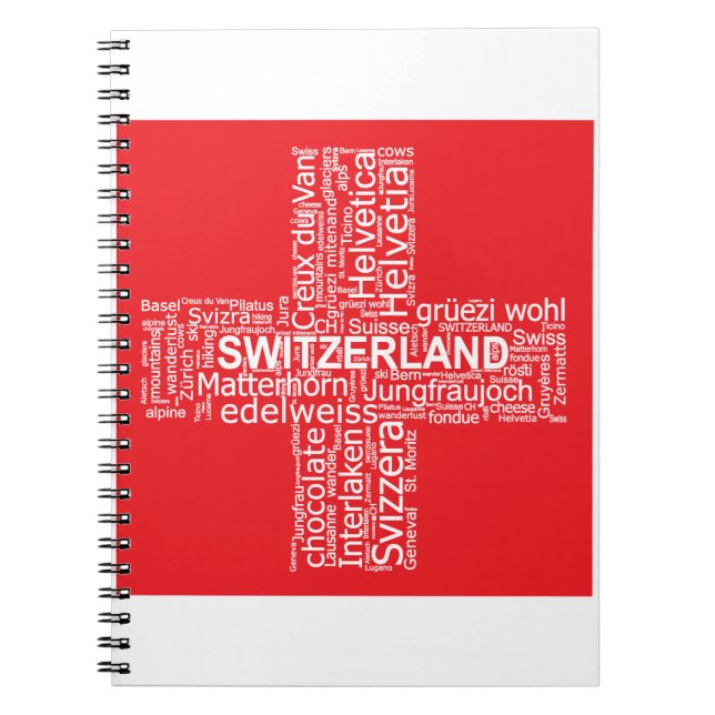 Schweiz Flaggenwortwolke Notizblock (Vorderseite)
