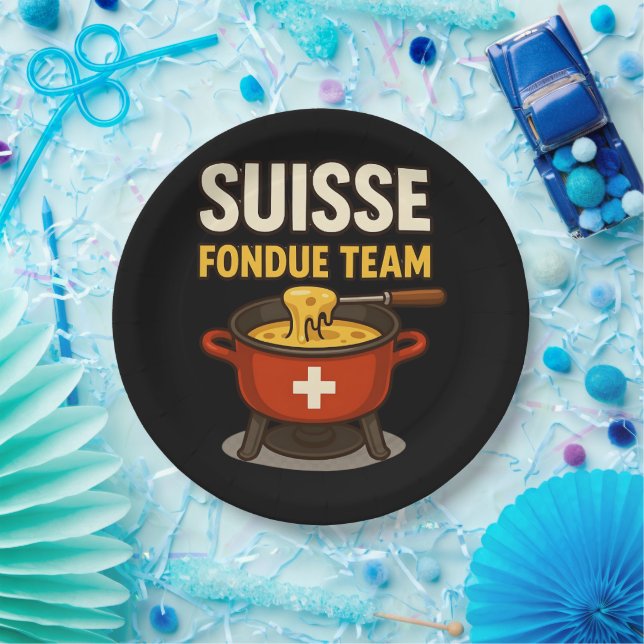 Schweiz Fondue Team Pappteller (Party)