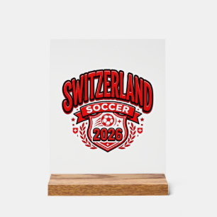 Schweiz Fußball 2026 Fußball Fett Land Typogr Acrylschild