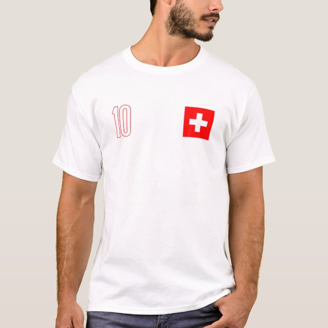 Schweiz Fußball Jersey 2022 Schweizer Flaggenfußba T-Shirt (Vorderseite)