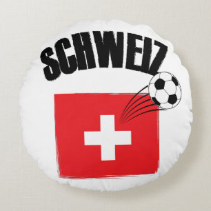 Schweiz Fussball Schweiz Fußballflagge Rundes Kissen