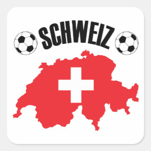 Schweiz Fussball Schweiz Karte Quadratischer Aufkleber