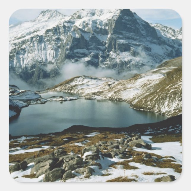 Schweiz, Grindelwald, Berner Alpen, Aussicht Quadratischer Aufkleber (Vorderseite)