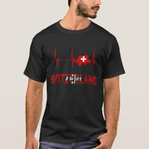 Schweiz Heartbeat EKG Puls Schweiz Schweizer Flagg T-Shirt