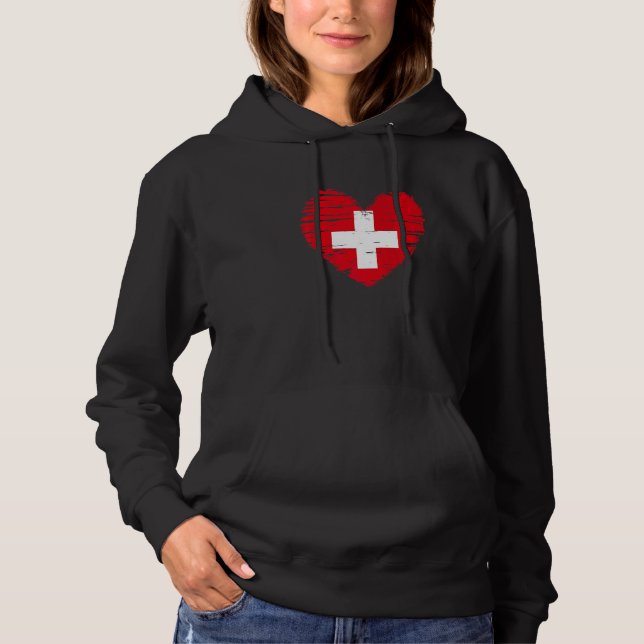 Schweiz Herz Schweizer Flagge Schweizer Preis Hoodie (Vorderseite)