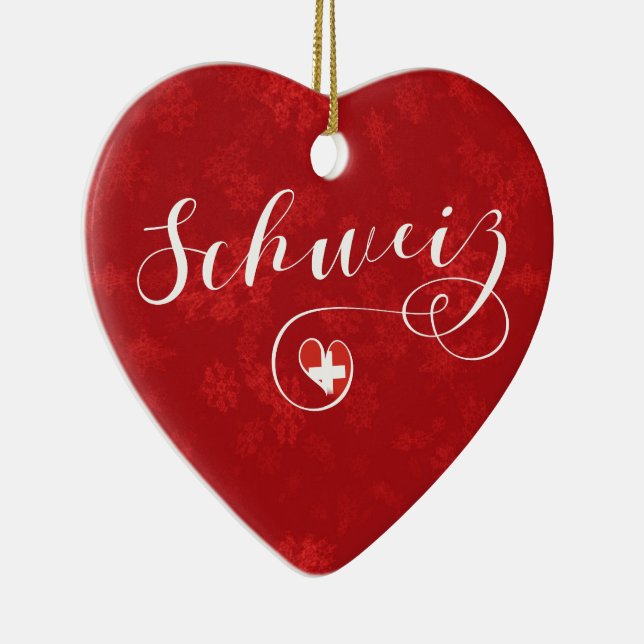 Schweiz Herz, Weihnachtsbaumschmuck, Schweiz Keramik Ornament (Rechts)