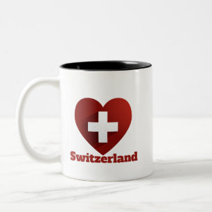 Schweiz - Herzenflagge Zweifarbige Tasse