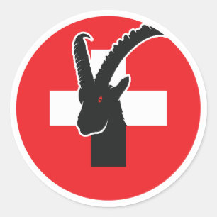 Schweiz Ibex Schweizerische Nationale Tierflagge Runder Aufkleber