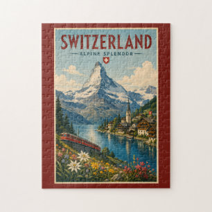 Schweiz Illustration Reise Kunst Vintage