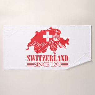Schweiz Karte Flag Seit 1291 Berge Badehandtuch