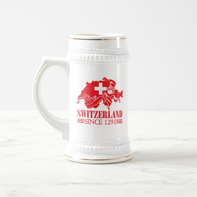 Schweiz Karte Flag Seit 1291 Berge Bierglas (Links)