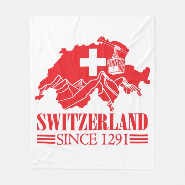 Schweiz Karte Flag Seit 1291 Berge Fleecedecke (Vorderseite)